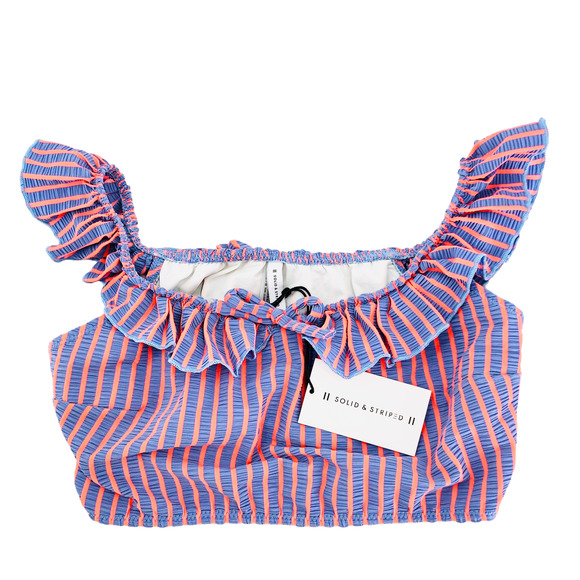 Solid and Striped NEW Womens Size Large Paloma Bikini Top Stripes and Ruffles - Picture 7 of 8